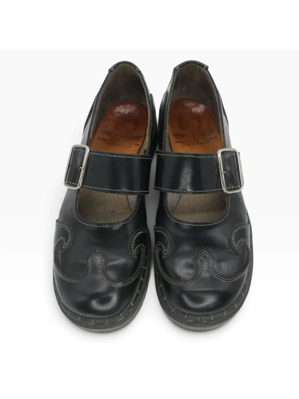 Vintage 90s TREDAIR Mary Jane Black Leather Shoes Grunge Punk England US 9.5